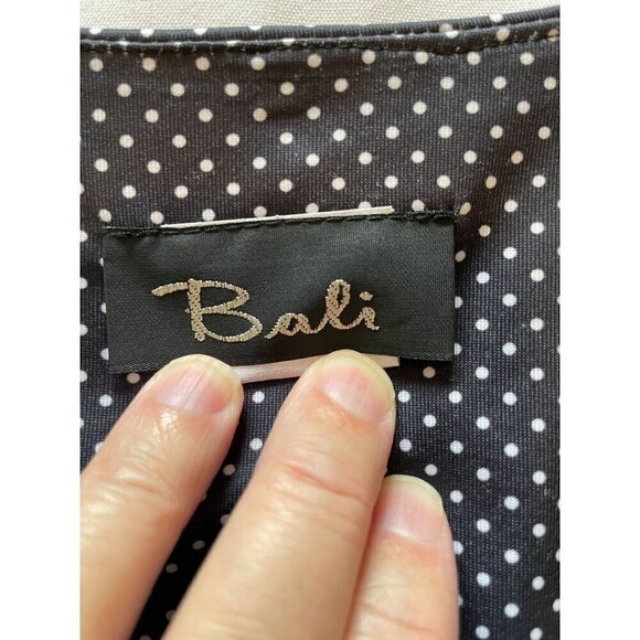 Bali Womens Dress Black & White Size 16 Polka Dot & Striped Sleeveless - Picture 8 of 11